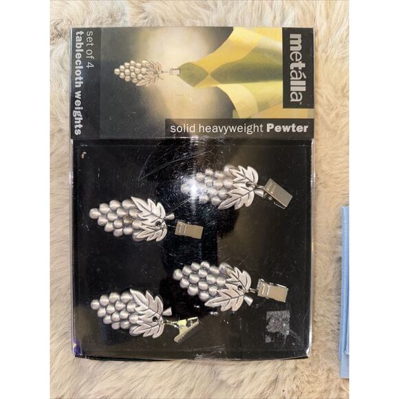 Tablecloth Weights PEWTER GRAPES CLUSTER Plus Dinner Cloth Napkins 3 Sets Photos - Picture 2 of 6